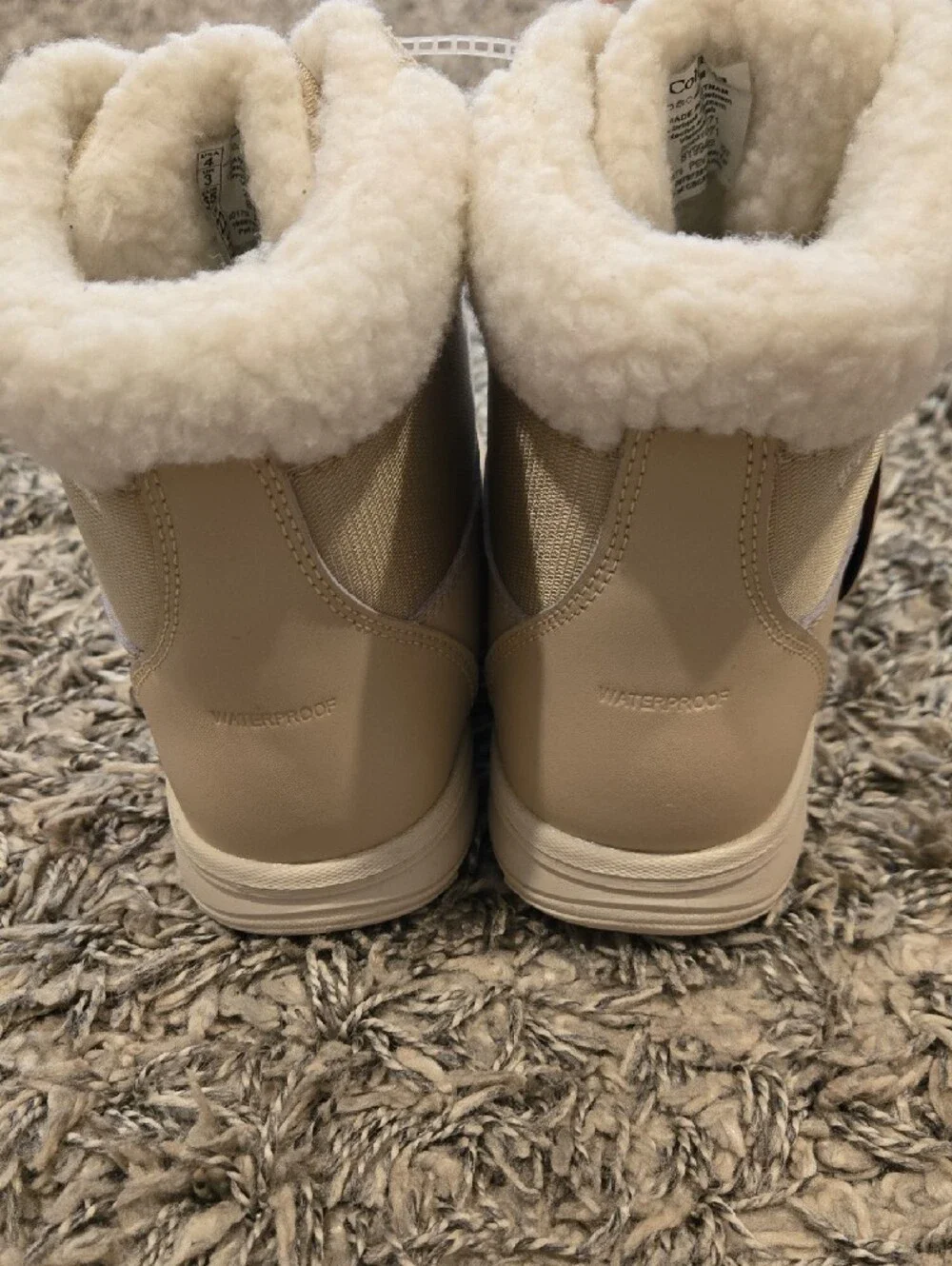 Columbia Girls Cream/Tan Insulated Winter Lace-Up Boots